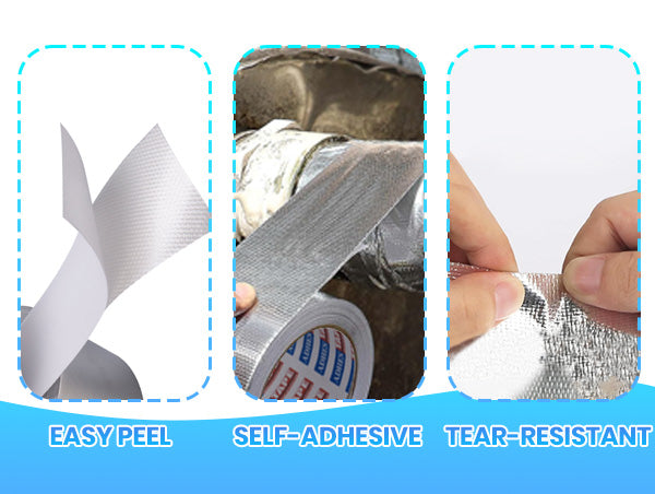 ADHES Fiberglass Aluminum Foil Tape, Fireproof Heat Resistant Tape for Exhaust Pipe Repair, Muffler, Automotive & HVAC Duct Sealing