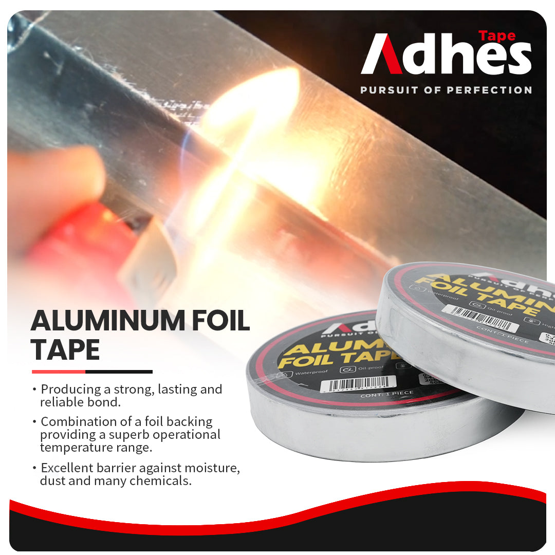 ADHES Premium Aluminum Foil Tape Heat Proof Tape Withstand from 80°C to 100°C