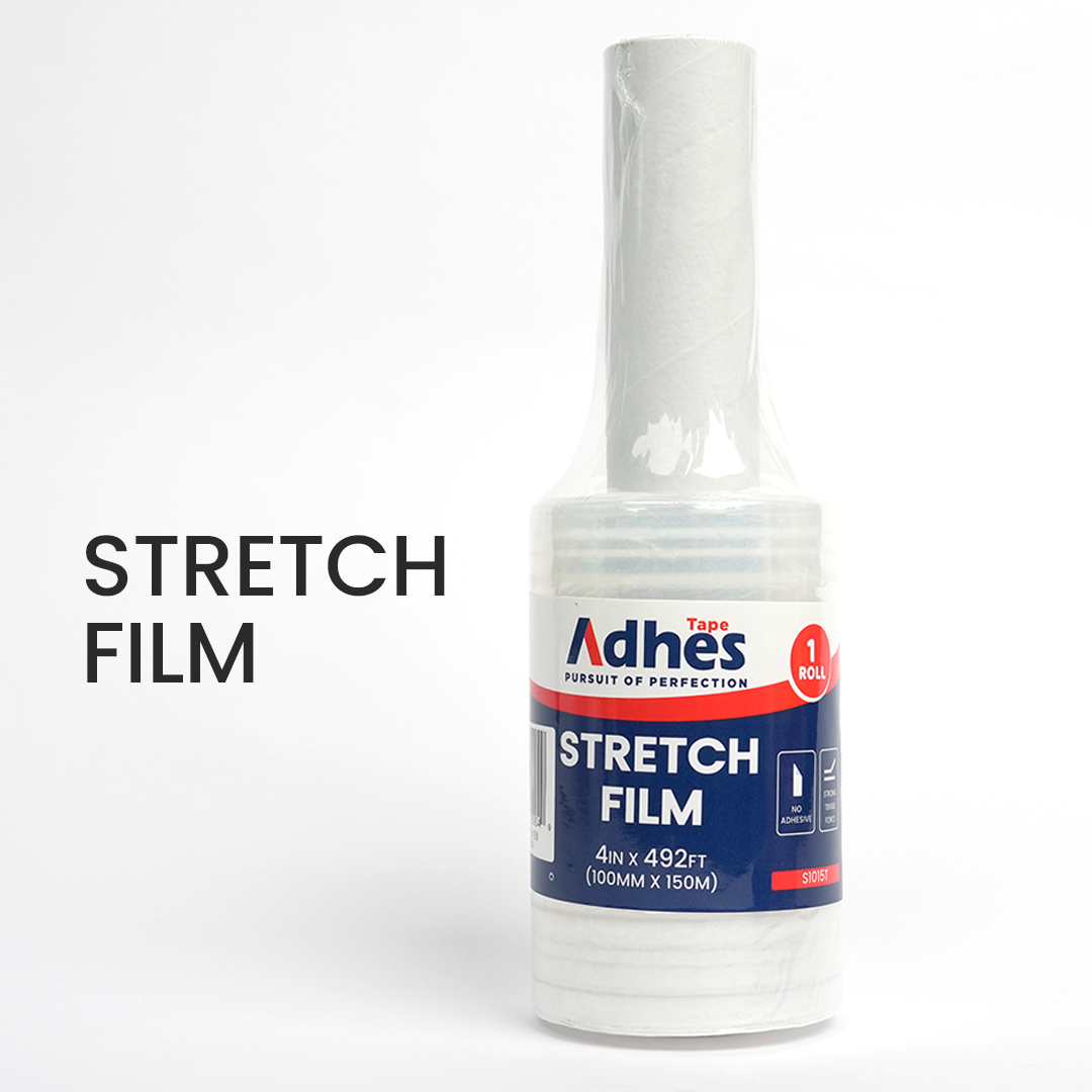 ADHES 4'' x 492 ft Stretch Wrap Stretch Film Roll with Handles for Pallet Wrapping Shipping Moving