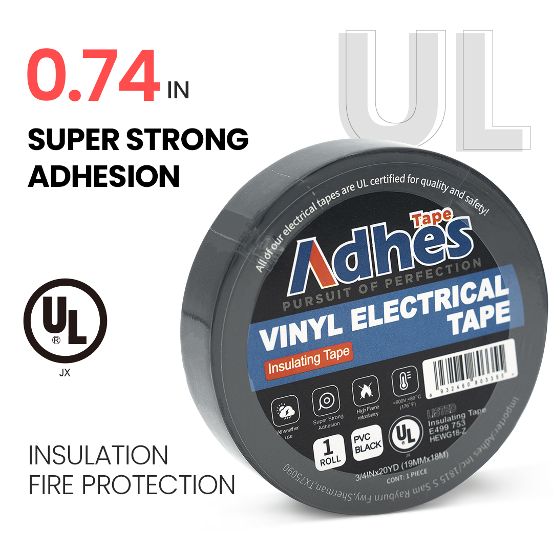 ADHES Professional Electrical Tape Black 0.75 inch x 65.6 feet Intro