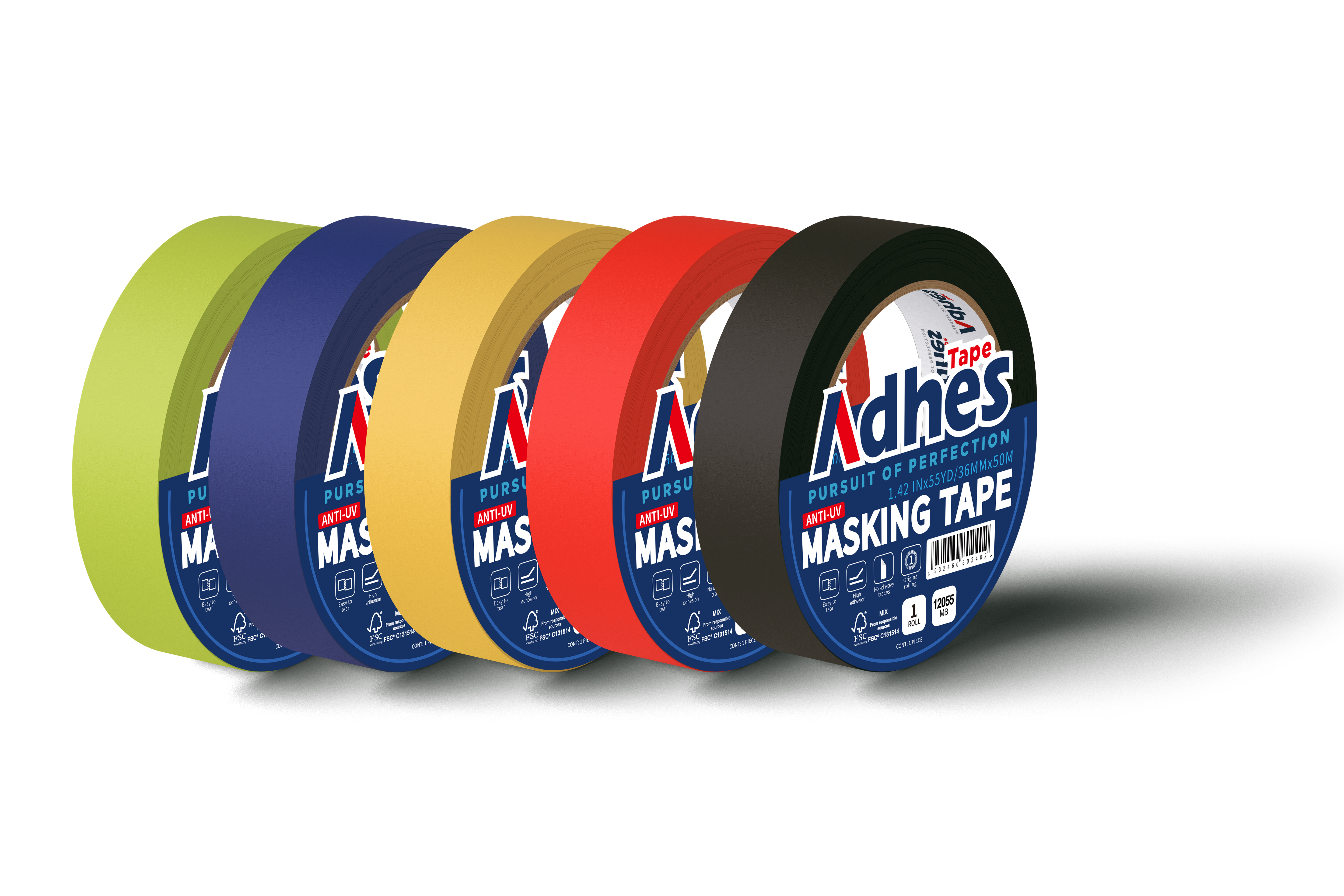 Colored Masking Tape 6 Types  1" X 55 Yards | ADHES Tapes