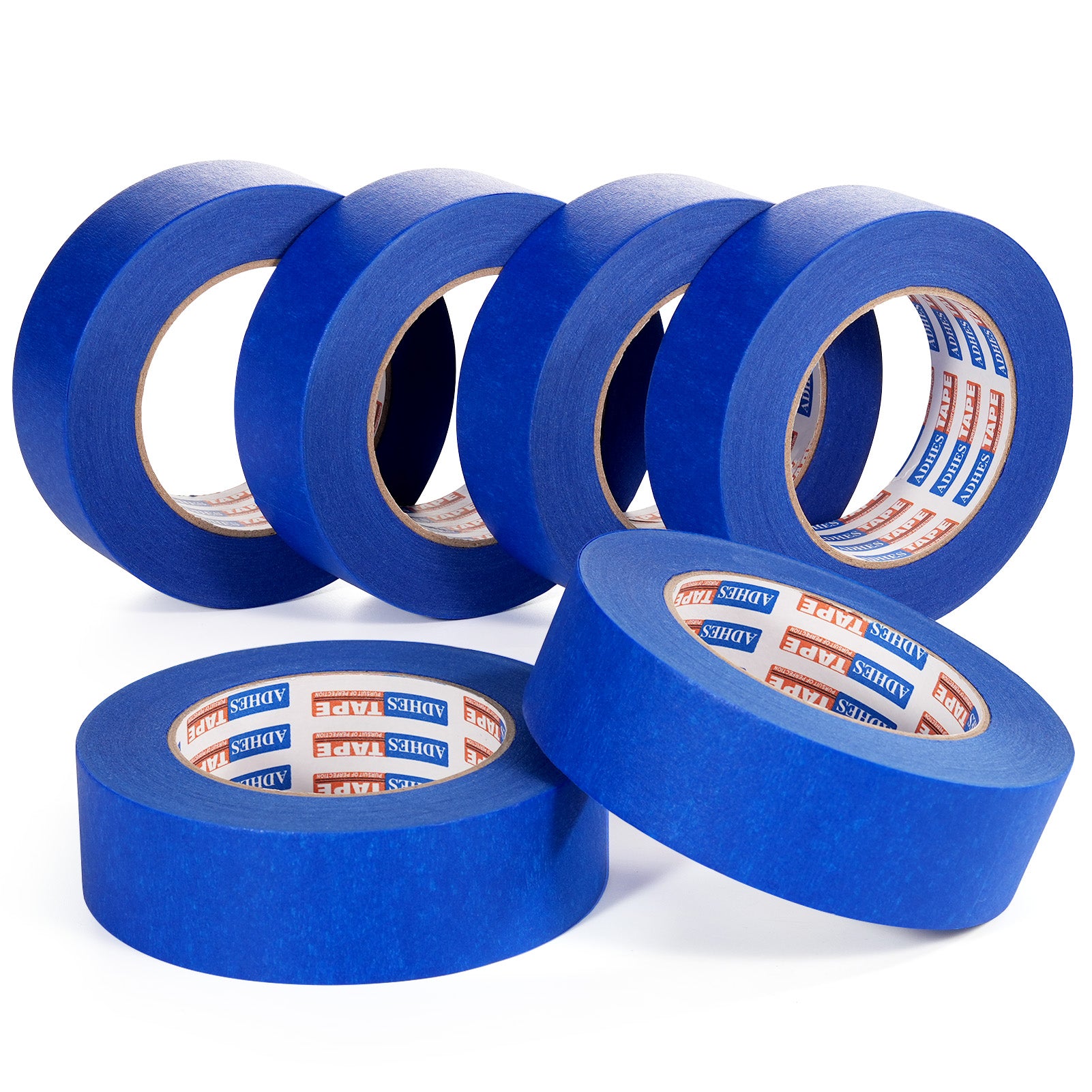 ADHES Blue Painters Tape, 6 Rolls Masking Tape for Painting, Paint Tape No Residue Outdoor Anti UV Multi Surface Use, Total 330 Yards