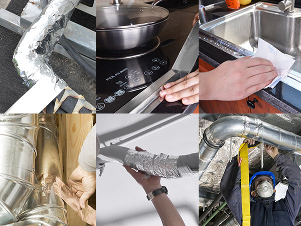ADHES Fiberglass Aluminum Foil Tape, Fireproof Heat Resistant Tape for Exhaust Pipe Repair, Muffler, Automotive & HVAC Duct Sealing