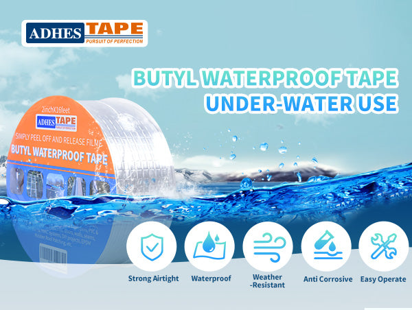 ADHES Upgrade Butyl Tape Waterproof Tape, 1.2mm Thick, 8 inch x 16 feet, Aluminum Foil Tape Butyl Sealant Tape for RV Repair, Window, Boat and Pipe Sealing, Glass & EDPM Rubber Roof Patching, Silver
