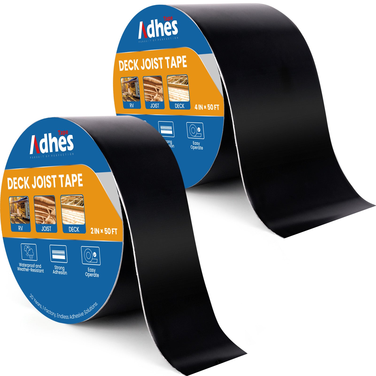 ADHES Deck Joist Tape, Weather Resistance & Waterproof Butyl Joist Tape for Decking, Deck Flashing Tape, Ideal for Wood Decks Beams Roof, Outdoor Construction Use