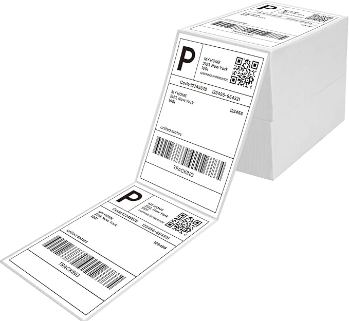 ADHES 4x6 Thermal Shipping Labels 1000 Fanfold – Strong Adhesive, Top-coated Thermal Label Printer Paper, BPA/BPS Free 4x6 Shipping Labels for Mailing and Packaging
