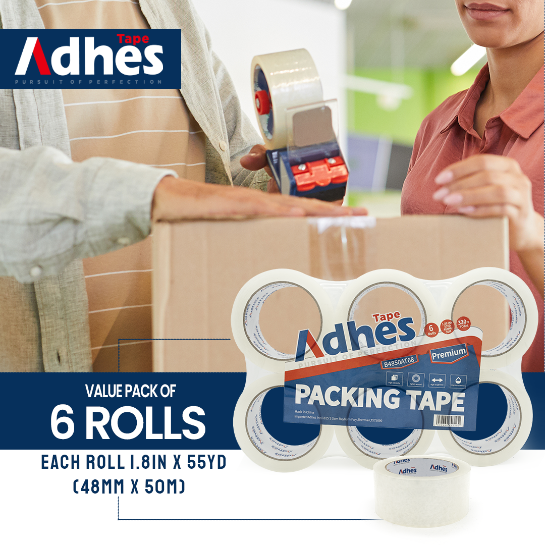 ADHES 1.88 IN High Clear Tape For Shipping 6 Rolles
