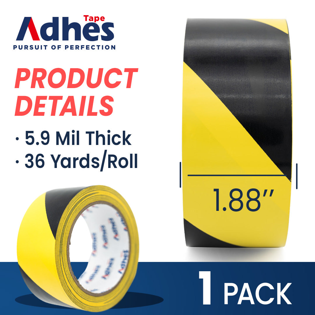 Black and Yellow Safety Tape 2'' x 108 Feet 1 Pack