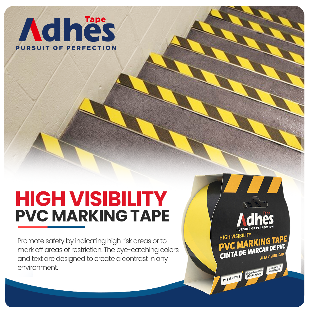 ADHES Yellow Stripe PVC Self Adhesive Caution Tape